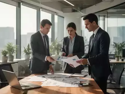 Zwei Fachkräfte in einem modernen Bürogebäude bei einem professionellen Beratungsgespräch an einem Schreibtisch. - Foto: über boerse-global.de