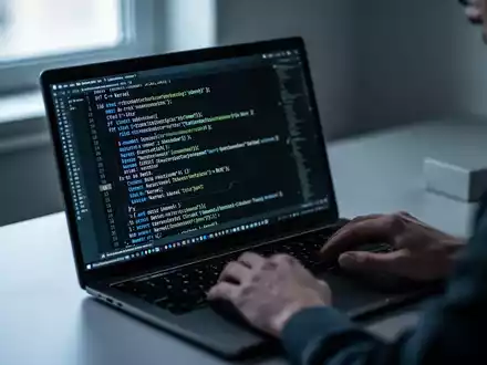 Ein Softwareentwickler arbeitet an einem Laptop mit komplexem Kernel-Code in einem modern eingerichteten Büro. - Foto: über boerse-global.de