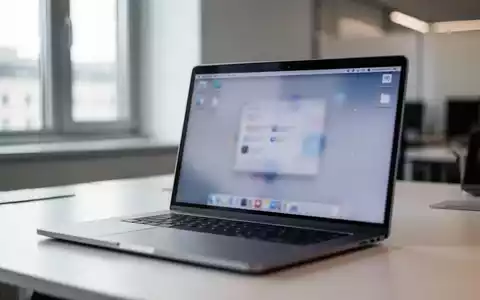 Ein moderner Laptop in einer Büroumgebung mit verschwommenem Bildschirm vor einem Fenster. - Foto: über boerse-global.de