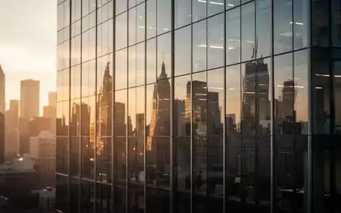 Moderne Glasfassade eines Bürogebäudes in einem Finanzviertel bei Sonnenuntergang. - Foto: über boerse-global.de