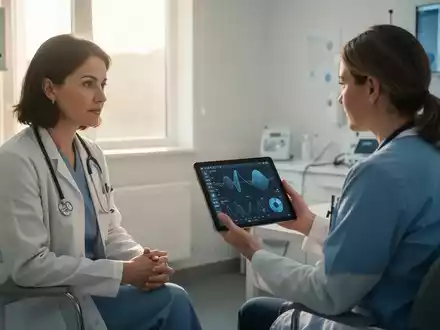 Ein Arzt im Gespräch mit einem Patienten in einer modernen Praxis während einer Gesundheitsberatung. - Foto: über boerse-global.de
