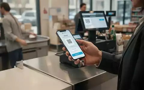 Ein Kunde scannt einen Barcode auf seinem Smartphone an einer Ladenkasse für eine digitale Transaktion. - Foto: über boerse-global.de