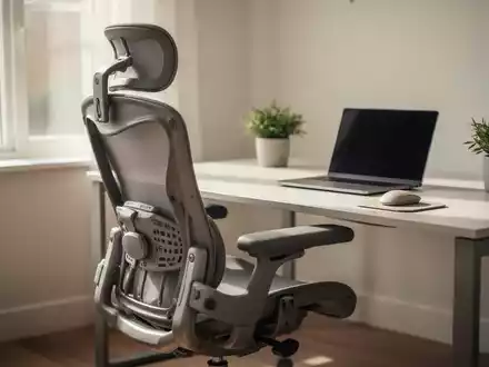 Ein moderner, ergonomisch gestalteter Bildschirmarbeitsplatz mit hochwertigem Bürostuhl in einem hellen, lichtdurchfluteten Büro. - Foto: über boerse-global.de