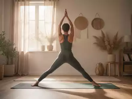 Eine Person praktiziert achtsames Yoga in einem lichtdurchfluteten, minimalistischen Raum zur mentalen Regeneration. - Foto: über boerse-global.de