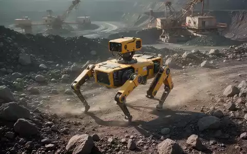 Ein vierbeiniger Roboter inspiziert das raue Gelände einer Kupfermine bei natürlichem Tageslicht. - Foto: über boerse-global.de