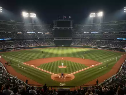 Ein nächtliches Baseballstadion unter Flutlicht aus der Zuschauerperspektive. - Foto: über boerse-global.de