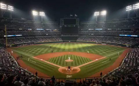Ein nächtliches Baseballstadion unter Flutlicht aus der Zuschauerperspektive. - Foto: über boerse-global.de