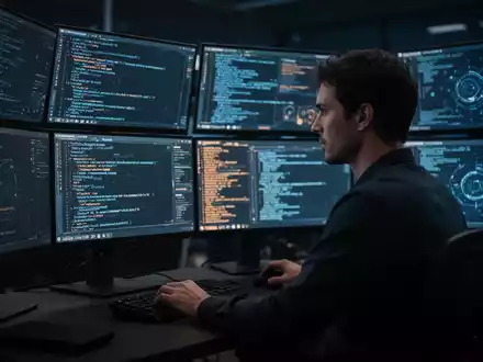 Ein Cybersicherheitsanalyst arbeitet in einem modern ausgestatteten Kontrollzentrum an der Überwachung komplexer Datenströme. - Foto: über boerse-global.de