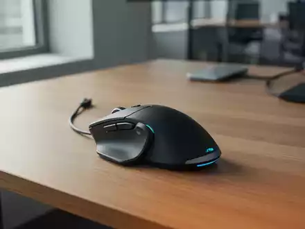 Eine ergonomische Computermaus für Linkshänder auf einem sauberen Schreibtisch in einem modernen Büro. - Foto: über boerse-global.de