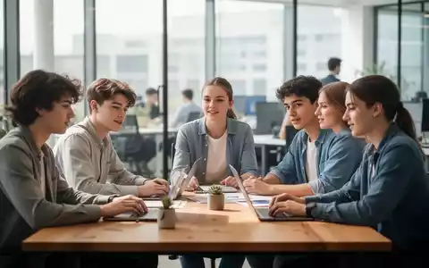 Junge Erwachsene in einem modernen Bürogebäude bei der gemeinsamen Arbeit am Schreibtisch. - Foto: über boerse-global.de