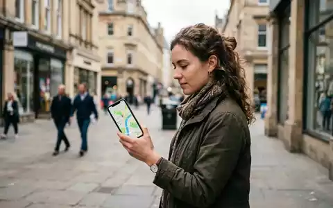 Eine Person betrachtet eine digitale Kartenanwendung auf einem Smartphone in einer städtischen Umgebung. - Foto: über boerse-global.de