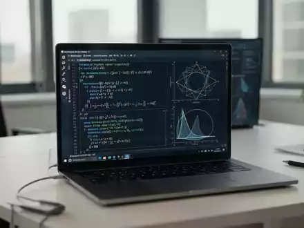 Ein Laptop-Bildschirm mit komplexen mathematischen Gleichungen und Programmcode zur Forschung an der Riemannschen Zeta-Funktion. - Foto: über boerse-global.de