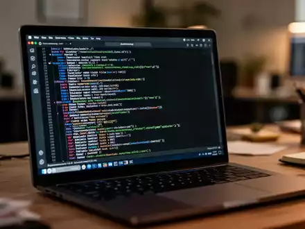 Ein Laptop-Bildschirm zeigt eine Kommandozeile an einem professionellen Arbeitsplatz in einem Büro. - Foto: über boerse-global.de