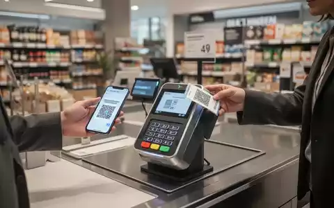 Ein Kunde scannt einen digitalen QR-Code an einem modernen Kassenterminal in einem Einzelhandelsgeschäft. - Foto: über boerse-global.de