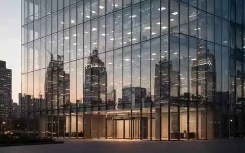 Moderne Glasfassade eines Bürogebäudes in der Dämmerung als Symbol für die finanzielle Lage einer Holdinggesellschaft. - Foto: über boerse-global.de