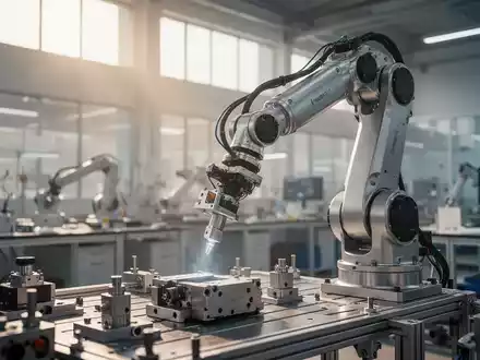 Ein hochmoderner Roboterarm in einem lichtdurchfluteten Labor, der die Schnittstelle zwischen KI und Hardware veranschaulicht. - Foto: über boerse-global.de