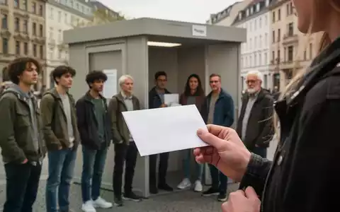 Menschen vor einem Wahllokal in Berlin, die sich auf die Stimmabgabe vorbereiten. - Foto: über boerse-global.de