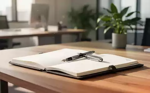 Ein minimalistischer Schreibtisch mit einem offenen Notizbuch und einem Füllfederhalter in hellem, natürlichem Tageslicht. - Foto: über boerse-global.de