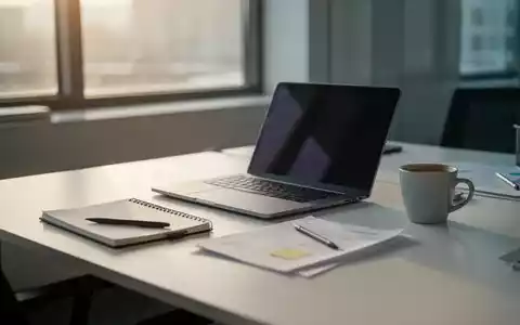 Ein aufgeräumter Schreibtisch in einem modernen Büro mit Laptop und Notizbuch bei natürlichem Tageslicht. - Foto: über boerse-global.de