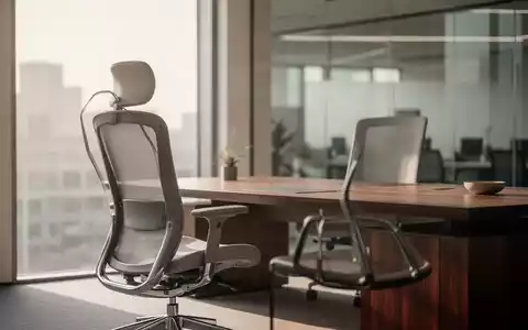 Ein leerer moderner Büroarbeitsplatz mit einem Schreibtisch und einem ergonomischen Stuhl vor einem Fenster. - Foto: über boerse-global.de