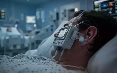 Medizinisches Gerät zur Vagusnerv-Stimulation am Ohr eines Patienten auf einer Intensivstation. - Foto: über boerse-global.de