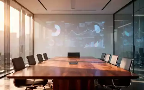 Ein moderner, minimalistischer Konferenzraum mit natürlichem Licht und subtilen digitalen Datenvisualisierungen im Hintergrund. - Foto: über boerse-global.de