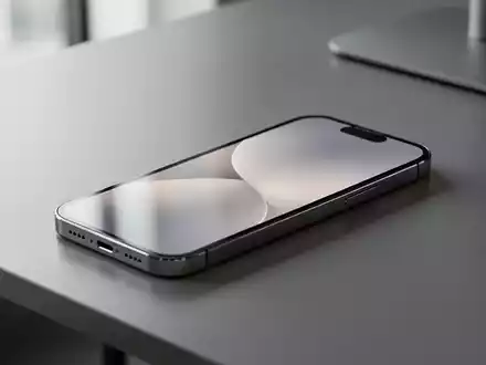 Ein modernes Smartphone liegt auf einem minimalistischen Schreibtisch in einer professionellen, hellen Arbeitsumgebung. - Foto: über boerse-global.de