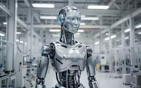 Ein hochmoderner humanoider Roboter steht in einer hellen, industriellen Produktionshalle. - Foto: über boerse-global.de
