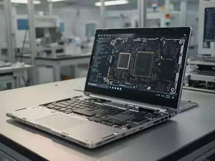 Ein hochwertiges Laptopgehäuse auf einem Arbeitstisch in einer modernen Fertigungsumgebung für Computerhardware. - Foto: über boerse-global.de