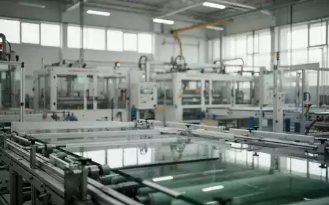 Helle, moderne Produktionshalle in der Glasindustrie mit Tageslicht und industriellen Maschinen im Hintergrund. - Foto: über boerse-global.de