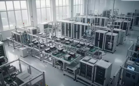 Moderne Produktionshalle der Elektro- und Digitalindustrie mit hochpräzisen technischen Komponenten und Infrastruktur. - Foto: über boerse-global.de