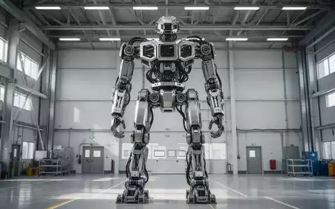 Ein 2,7 Meter hoher, bemannter Transformations-Mecha in einer modernen Industriehalle während einer Testphase. - Foto: über boerse-global.de