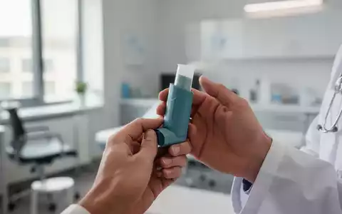 Nahaufnahme einer medizinischen Fachkraft, die in einer klinischen Umgebung einen Trockenpulverinhalator in der Hand hält. - Foto: über boerse-global.de