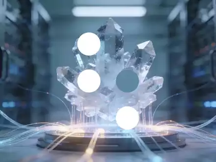 Abstrakte Darstellung eines Quantencomputers in einem modernen Labor mit blauem Licht und technologischen Strukturen. - Foto: über boerse-global.de