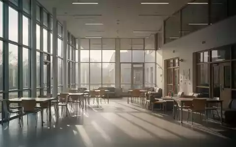 Ein minimalistisch eingerichteter Gemeinschaftsraum in einer Jugendbetreuungseinrichtung mit natürlichem Lichteinfall. - Foto: über boerse-global.de