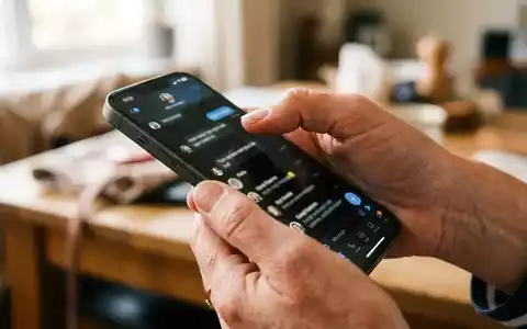Nahaufnahme einer Hand, die ein Smartphone hält, während sie durch eine Messenger-App auf dem Display navigiert. - Foto: über boerse-global.de