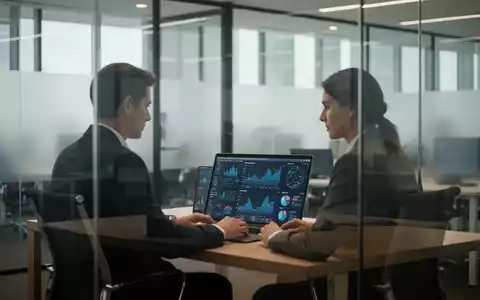 Ein Mitarbeiter arbeitet konzentriert an einem Laptop in einem modernen, hellen Bürogebäude bei Tageslicht. - Foto: über boerse-global.de