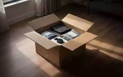 Ein halb geöffnetes Paket steht in einer minimalistischen Wohnung im natürlichen Licht. - Foto: über boerse-global.de