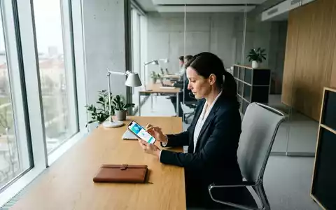 Eine Person hält ein Smartphone in einem modernen Bürogebäude, das für sichere digitale Zahlungen steht. - Foto: über boerse-global.de