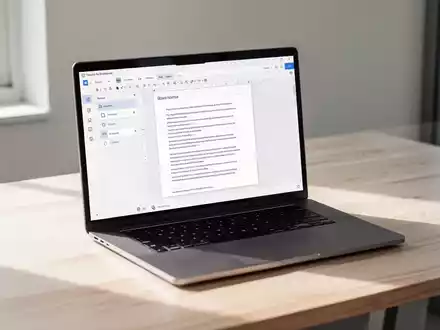 Ein minimalistischer Arbeitsplatz mit einem Laptop, auf dem eine moderne Office-Software zu sehen ist. - Foto: über boerse-global.de