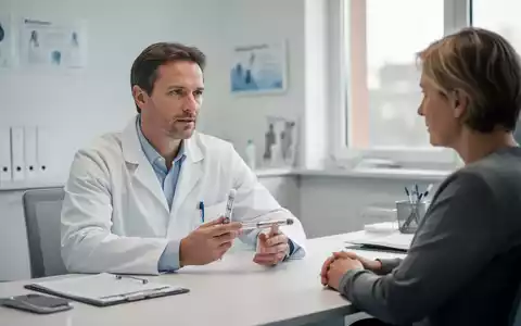 Ein Arzt im Gespräch mit einem Patienten in einer modernen Arztpraxis, während er ein medizinisches Injektionsgerät hält. - Foto: über boerse-global.de