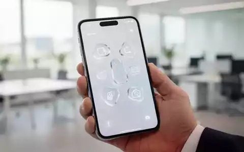 Ein iPhone in der Hand eines Nutzers, das eine moderne Benutzeroberfläche mit transparenten App-Symbolen anzeigt. - Foto: über boerse-global.de