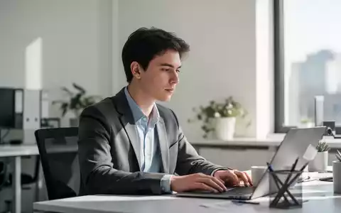 Eine junge Person arbeitet konzentriert in einem modernen, hellen Büro. - Foto: über boerse-global.de