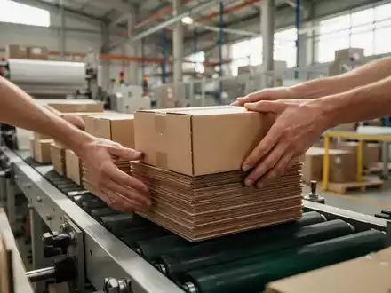 Nahaufnahme von nachhaltigen Pappkartons in einer modernen Produktionsstätte bei natürlichem Lichteinfall. - Foto: über boerse-global.de