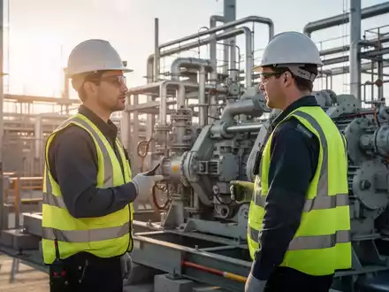 Ein Sicherheitskoordinator in Warnweste und Schutzhelm bei der Arbeit auf einer modernen Industrie-Baustelle. - Foto: über boerse-global.de