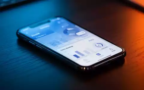 Ein Smartphone mit einer abstrakten Banking-App auf einem dunklen Schreibtisch, beleuchtet durch atmosphärisches Licht. - Foto: über boerse-global.de