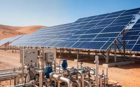 Industrielle Solaranlage zur Wasserentsalzung in einer sonnigen Wüstenlandschaft - Foto: über boerse-global.de