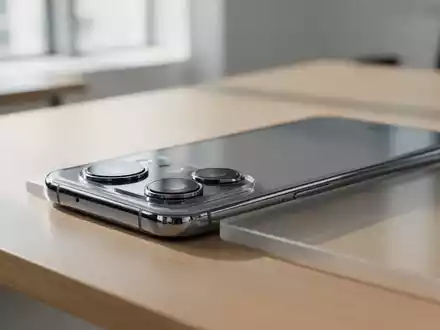 Ein hochwertiges Smartphone liegt auf einem minimalistischen Schreibtisch in hellem Tageslicht. - Foto: über boerse-global.de