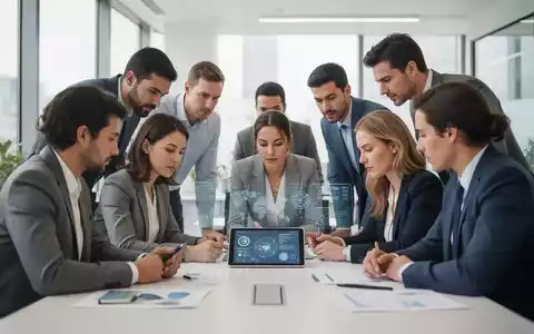 Ein diverses Team in einem modernen Büro arbeitet konzentriert an einer digitalen Lösung, während sie gemeinsam an einem Besprechungstisch sitzen. - Foto: über boerse-global.de