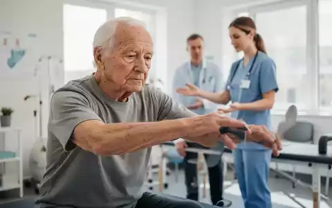 Ein Patient führt unter Anleitung in einer modernen Praxis gezielte Bewegungsübungen im Rahmen einer Physiotherapie durch. - Foto: über boerse-global.de